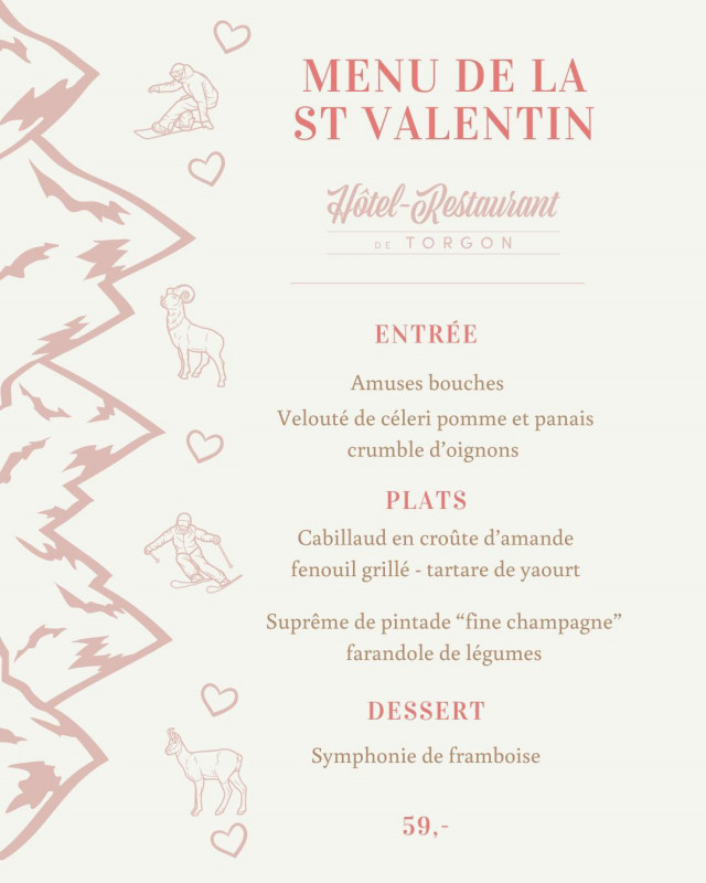 Menu Saint-Valentin Hôtel de Torgon_Torgon